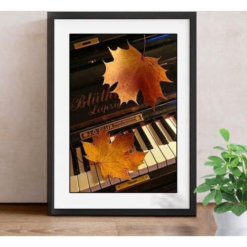 5D DIY Diamond Painting Cartoon Diamond Embroidery Piano Full Drill Resin Decor Home Mosaic Painting Maple Leaf