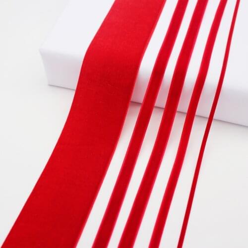 Red Color Velvet Ribbon 100% Polyester Velvet Trims Handmade Sweet Strawberry Crafts DIY Sewing Accessories 2" 1" 3/8" 1/4" 1/8"
