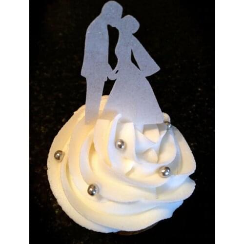 Glitter Bride and Groom Cupcake Toppers wedding bridal shower engagement Party treat food picks photo booth props