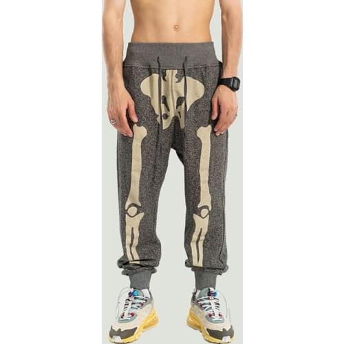 High Streetwear Sweatpants Men Fashion Skeleton Printed Harem Trousers Male Outdoor Hip Hop Oversized Casual Mens Pants Overalls