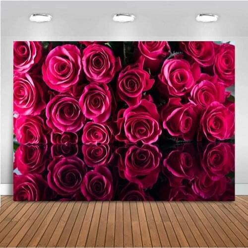 Flowers Blossom Rose Ceremony Party Wedding Wall Photography Backdrops Baby Portrait Mirror Reflect Photo Backgrounds For Studio