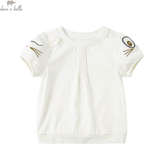 DB17786 dave bella summer baby girls cute cartoon T-shirt children tops kids girl fashion tees