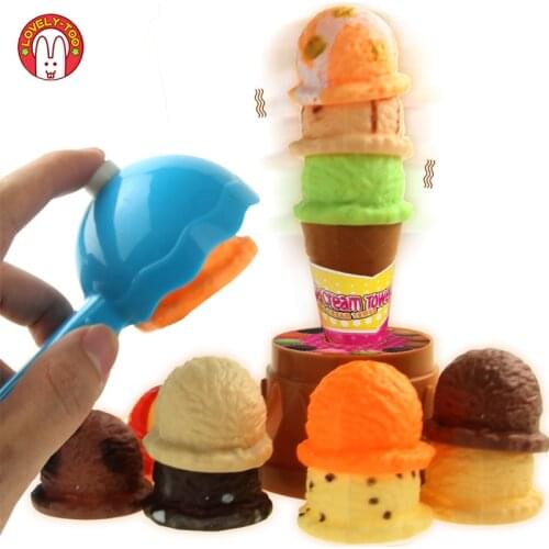Baby Stacking Toys Ice Cream Tower Educational Toy Kids Stack Up Play Game Children Balance Model Family Pretend Play Gift Set