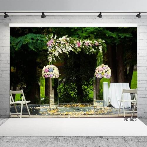 Photo Backdrops Colorful Flowers Chair Outdoor Custom Background for Lovers Valentines Day Wedding Photophone Photography Props