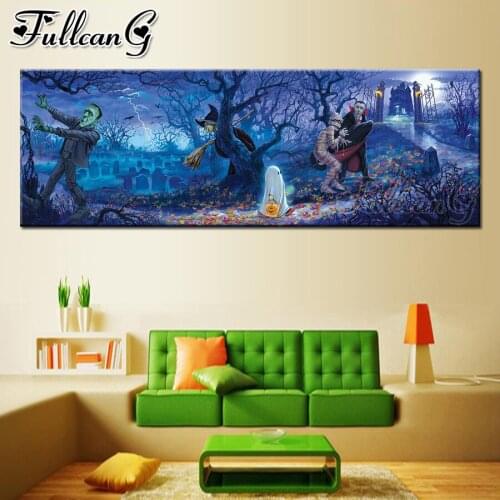 FULLCANG Halloween night scenery diamond painting large full embroidery sale 5d diy mosaic needlework scenery home decor FC2363