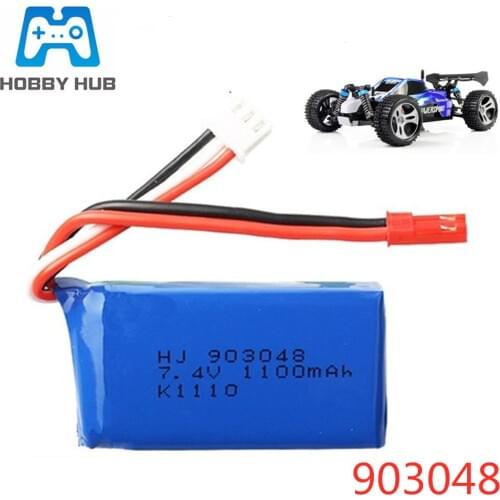 Hobby Hub 7.4V 1100mAh 903048 Lipo Battery For Wltoys 144001 V353 A949 A959 A969 A979 k929 RC Cars parts 7.4V LiPo Battery