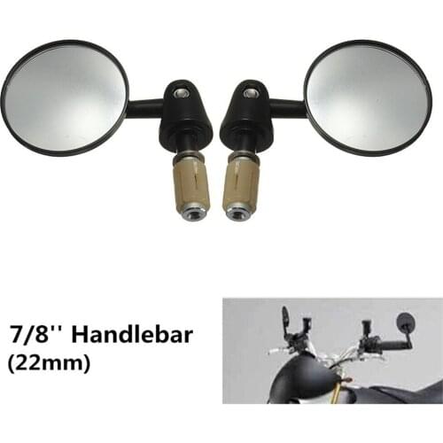 KKMOON 7/8’’ 22mm Exterior Diameter Handlebar Aluminum Round Shape Motorcycle Bar End Rearview Convex Side Mirror Modified