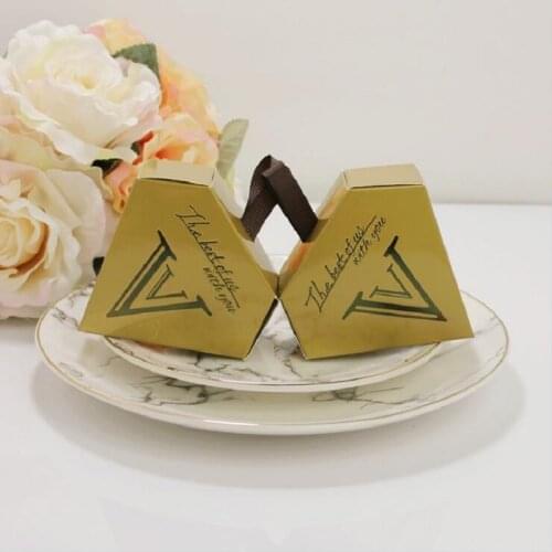 Creative Gold Diamond Style FERRERO ROCHER Candy Box Wedding Decoration Favors Paper Gift Box Party Supplies with Ribbon