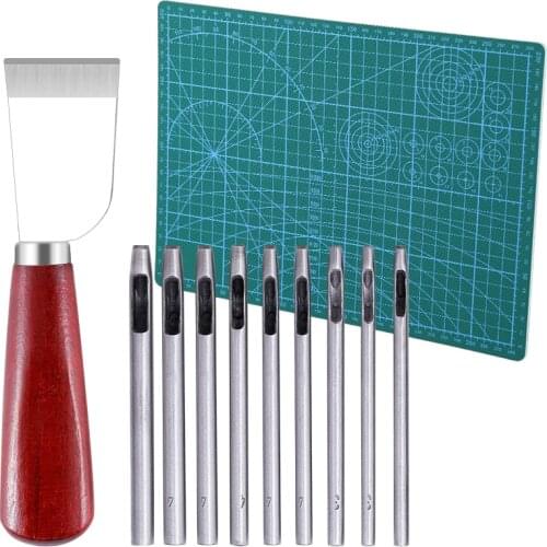 LMDZ High Quality Punching Leather Hole Punch Set With Leather Cutting Knife Belt Punch for Clothes DIY Metal Hole Cutting Tools