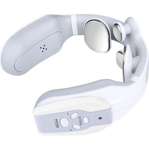 Deep Tissue Therapy Neck Cervical Massager EMS Massager 4 Pivot White Magnetic Pulse Neck Massager Effective Relieve Treatment