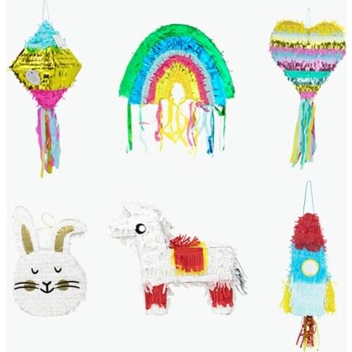 Mini Aluminum Pinata Flasmingo Diamond Shape Hanging Decorations Birthday Party Toy Game Props Icecream Pinata