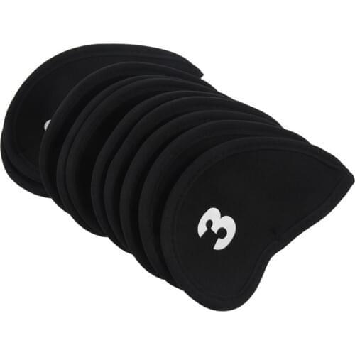 Set of 10 Golf Iron Head Cover Neoprene Club Wedge Protective Headcovers Black