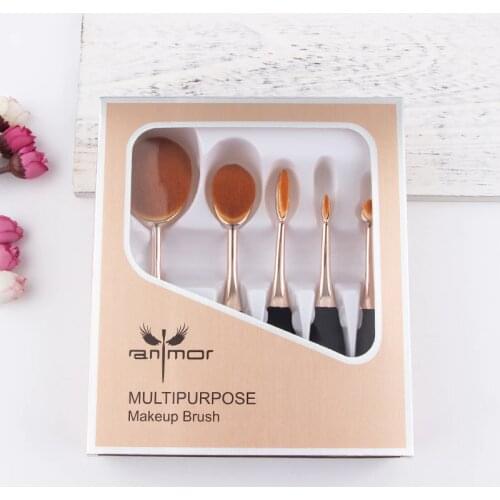 Anmor 5 Pcs Makeup Brush Set Make Up Brushes Professional Foundation Synthetic Hair Contour Powder Bronzer Cosmetic Cleaner Kit