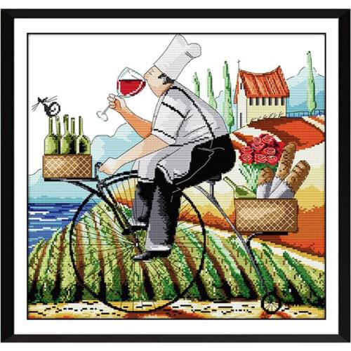 Cross Stitch Stamped Kits Advanced Drunkard Man Patterns for Beginners Kids Adults - DIY 11CT 14CT Embroidery Cloth