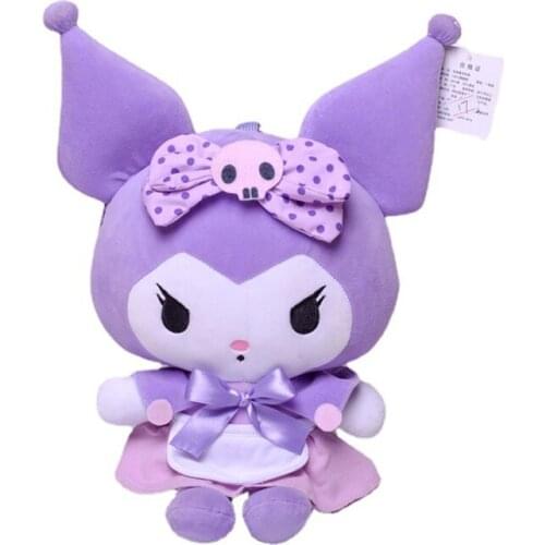 NEW 22cm Cartoon Plush Toy Cute Purple Bowknot Kuromi Anime Kawaii Soft Plush Doll Inclined Shoulder Bag Girls Birthday Gifts