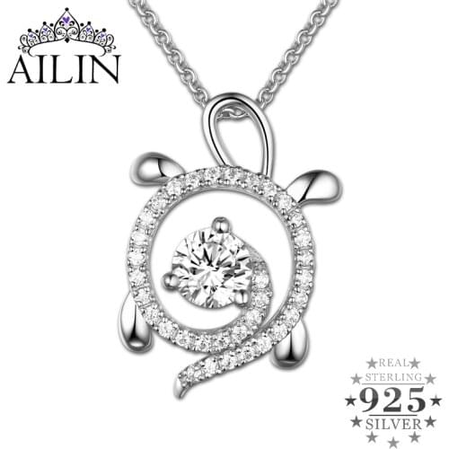 AILIN 925 Sterling Silver Personalized Necklace Turtle Shape Custom Birthstone Necklace For Women Men Jewelry Birthday Gifts
