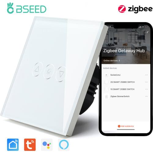 BSEED Zigbee Dimmer Wifi Touch Switches 1Gang 1Way Smart Light Switch Wall Dimmable Switch Tuya Control Smart Life Google Alexa