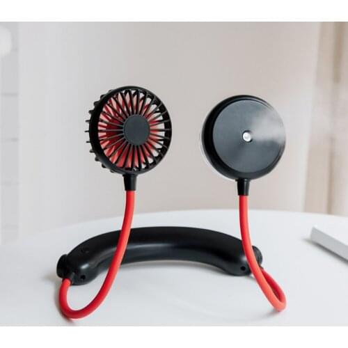 Wearable Personal Mini USB Rechargeable Water Spray Mist Fan with Humidifier Portable Neckband Fan 3 Speeds Headphone Design