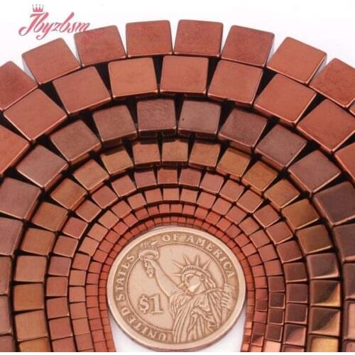 Flat Square Cube Beads Brown Hematite Beads Spacer Beads for DIY Accessories Women Men Necklace Bracelet Jewelry Making 15"