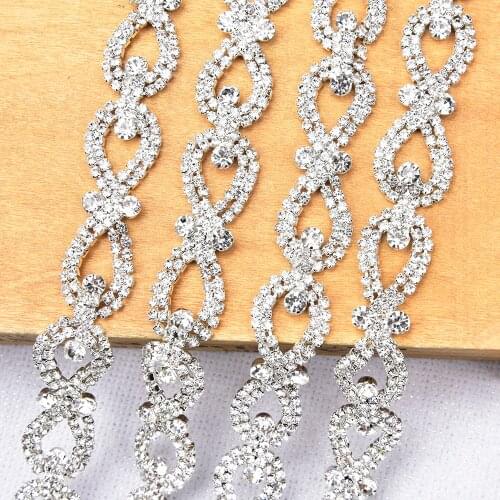 Fancy Inlay Crystal Glass Welding Bridal Dress Decorative Cup Chain Sew on Rhinestone Trim For Dance Costume Apparel Accessories