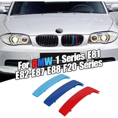 Dropship 3pcs Car 3D M Styling Front Grille Trim Bumper Cover Strip Strips Stickers Cover for BMW 1 Series E87 2004-2011