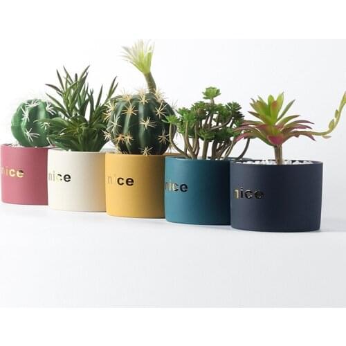Nordic Industrial Style Colorful Ceramic Flowerpot Succulent Pot Green Flowers Cylindrical Shape Flower Pot Gardening Accessorie