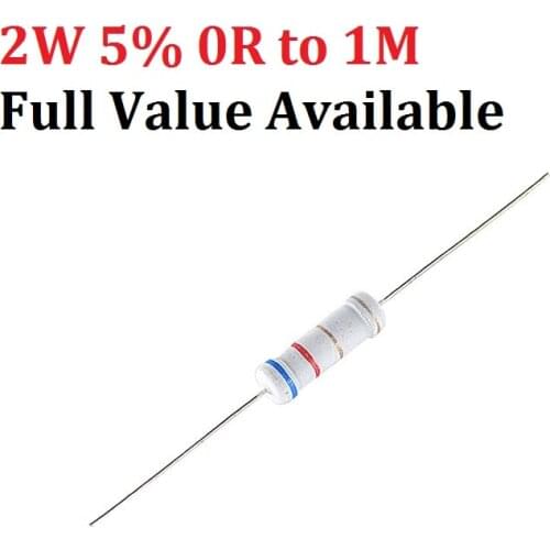 Free Ship 200pcs 2W Carbon Film Resistor (0R to 1M) 10K ohm 10K 4.7k 2.2K 1K 100K Metal film 3/5/60//7/8/9.1.2.3.4.5.6.7.8./R/K