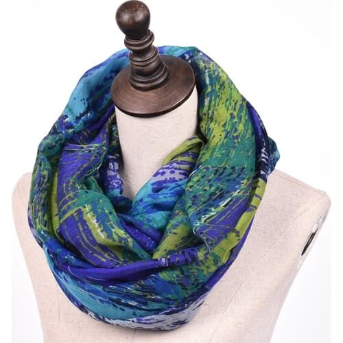 2020 Trendy Women Print Ring Scarf Winter Circle Scarves Loop Shawls Soft Voile Neckerchief Ladies Warm Neck Infinity Scarf