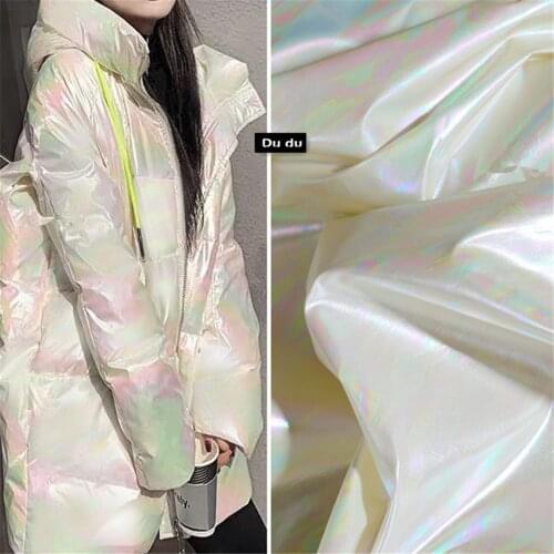 50*145cm Reflective Clothing fabric Laser Luster Dust coat fabric Colours Discoloration Thin Down jacket Design fabric DIY