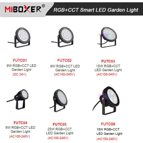 Miboxer 6W 9W 15W 18W 25W Smart LED Lawn Light RGB+CCT Garden Lamp Waterproof Outdoor Lighting 24V 110V 220V Remote APP control