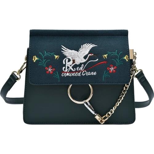 Embroidery Women Bag Crossbody Bags Shoulder Bag Messenger Bags Tote Braccialini Style Cartoon Crane