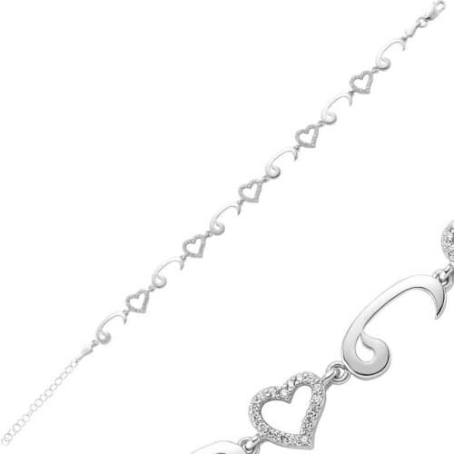 Sterling silver Heart Vav Womens Bracelet