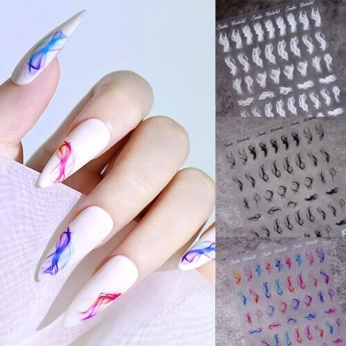1Sheet Marble Smoke Effect Nail Art Stickers Colorful Sumdge Dye Nail Stickers Nail Decals Adhesive Sticker Tattoo Sliders