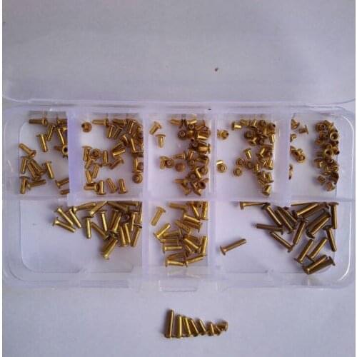 200pcs M2 Copper Hollow Rivet Tubular Rivets Round Head Assortment Set