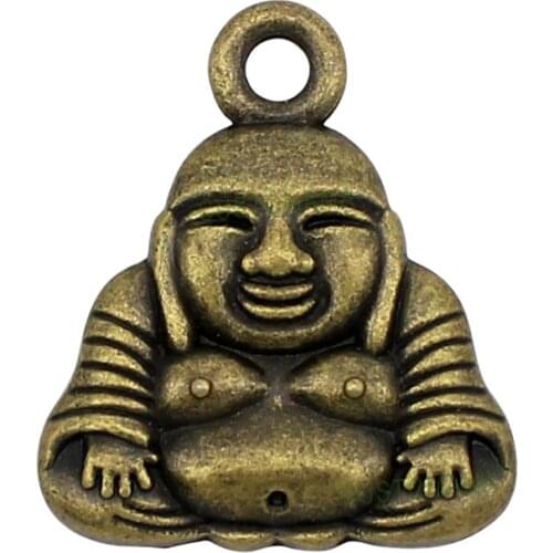 25pcs-Antique Bronze 2 Sided Buddha Charms pendants 26x22mm