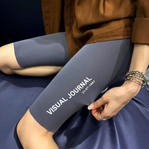 Seamless Half Leggings Women Thin Tight-fitting Letter Print Hip-lifting Fitness Yoga Barbie Shorts Shark Running Biker Shorts