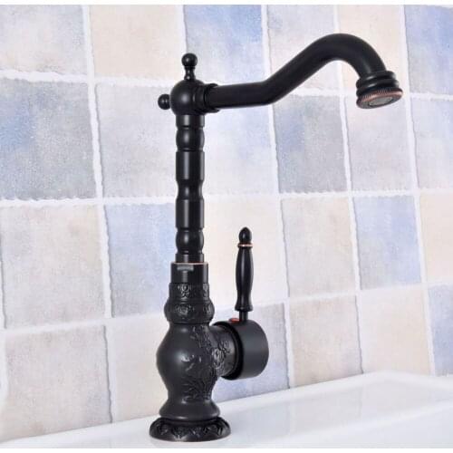 Oil Rubbed Bronze Deck Mount Bathroom Kitchen Faucet Single Handle 360 Rotate Basin Sink Hot and Cold Water Mixers zsf624