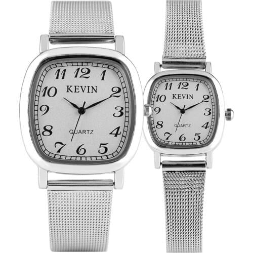 KEVIN Lovers Watches Arabic Numerals Display White Dial Stainless Steel Wristwatch Casual Men Wristwatch Women Watch Gifts 2019