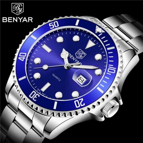 BENYAR Men Watch Top Brand Luxury Waterproof Military Army Blue Male Clock Sport Business Stainless Steel Wristwatch Gift 5161