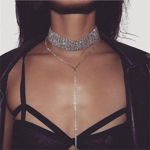 2021 NEW Selling Rhinestone Choker Crystal Gem Luxury Chokers Collar Chocker Chunky Y necklace Women jewelry Accessories Gifts
