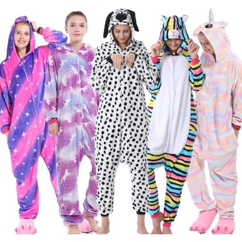 Baby Unicorn Pajamas Animal Onesies Kigurumi Panda Zebra Cosplay Costumes Boy Sleepwear Girl Pijama Winter Adult Pajama Jumpsuit