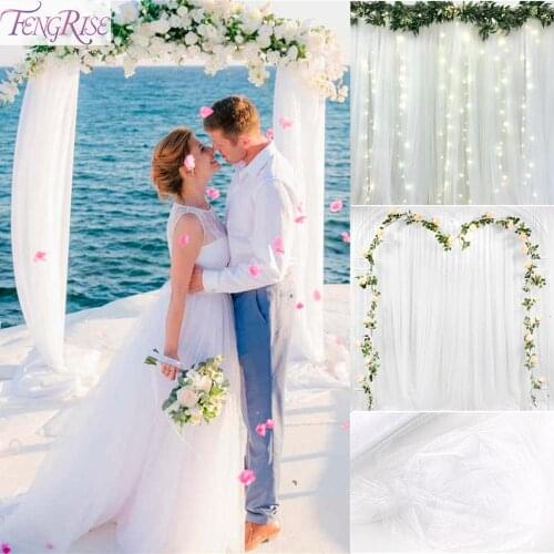 FENGRISE 5M/10M/ Sheer Crystal Tulle Roll Organza Rustic Wedding Decoration Organza Chair Sashes Wedding Decoration For Weddings