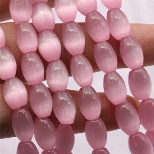 Hot Sale Lovely Pink Opal Stone Beads Cats Eyes Semi-precious Stone 8*12mm Factory Outlet Loose Jewelry Making 14inch B1565