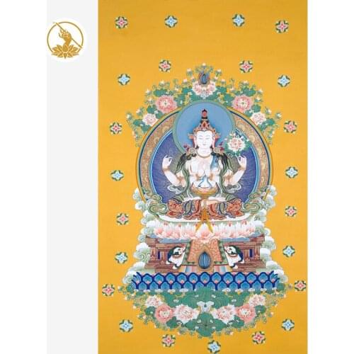 Auspicious thangka regong art inheritance master hua Dan to make hand - four arm guanyin - 1512140