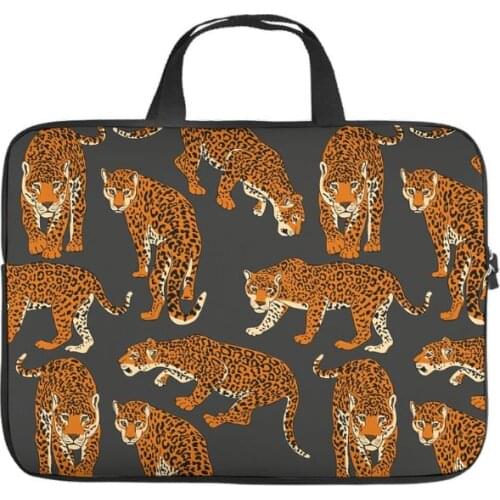 Brown Animal Leopard Laptop Sleeve Trendy Prints Tablet Storage Bag Dust-proof Neoprene Notebook Protective Bag for Women
