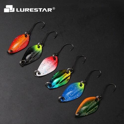 Lurestar 1Pcs/Lot 1.7g/2.1g Colorful Spoon Fishing Bait Single Hook UL Fishing Lure New Spinner Stream Fishing Tackle
