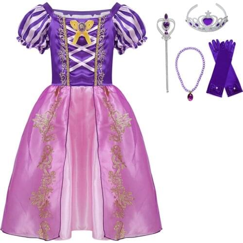 Little Girls Princess Mermaid Sleeping Beauty Belle Dress up Costume with Accessories Kids Elza Anna Snow White Aladdin Cosplay