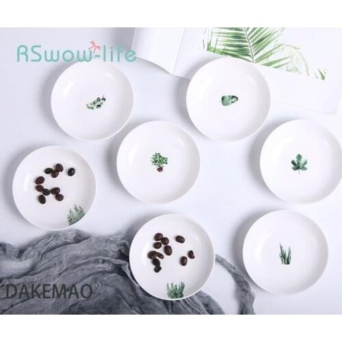 Nordic Green Plant Ceramic Small Dish Home Mini Soy Sauce Snack Dish Creative Home Kitchen Supplies