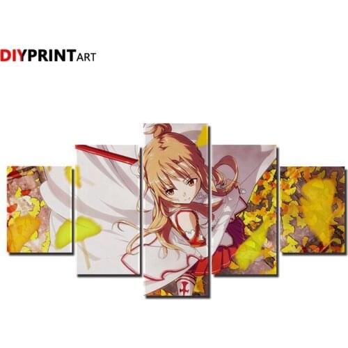 Sword Art Online 5 Panels Canvas Art Wall Pictures for Bedroom Livingroom A1744