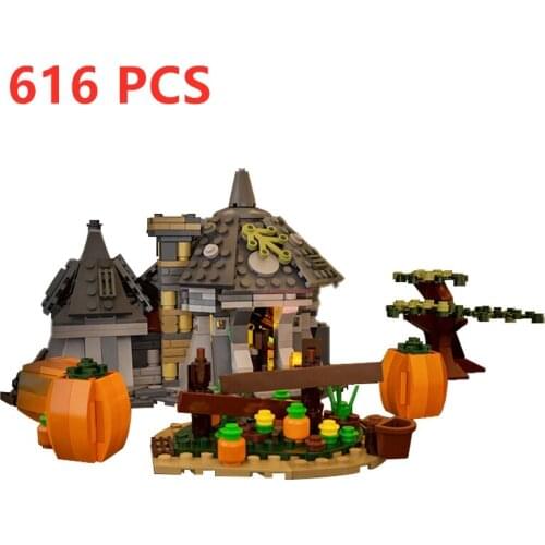 MOC Magic Movie Creator Expert Hagriding Hut Halloween Pumpkin House City Architecture Building Blocks Toys For Children